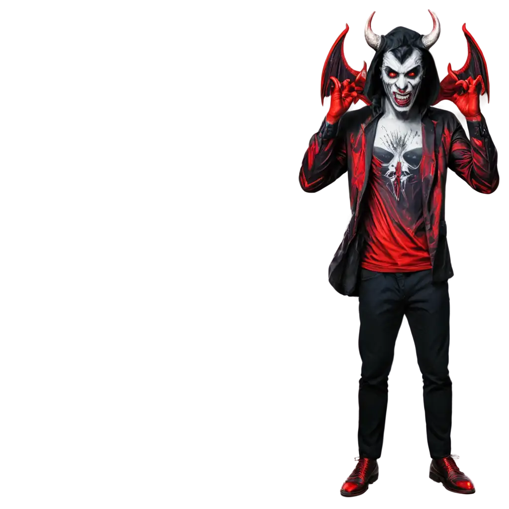 Devil scary design for t shirt use red, white and black shade