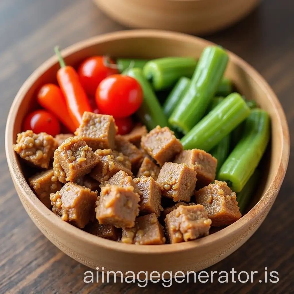 Bowl-of-Meat-and-Vegetables-with-Crunchy-Peanut-Butter-for-Dogs