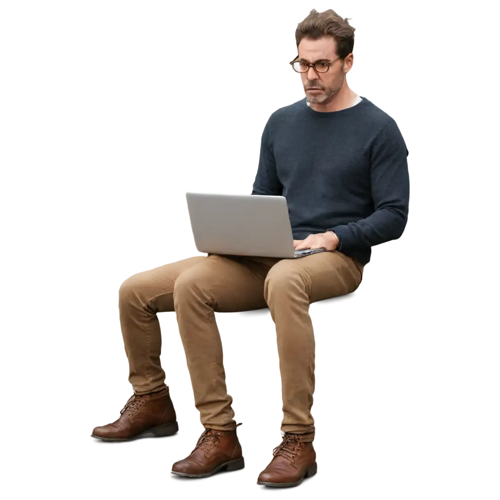 man with laptop in worrying emotion