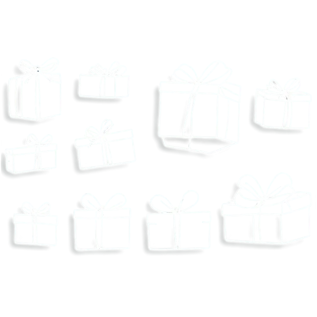 Christmas-Gifts-Outline-in-White-Color-PNG-for-Festive-Designs-and-Digital-Art