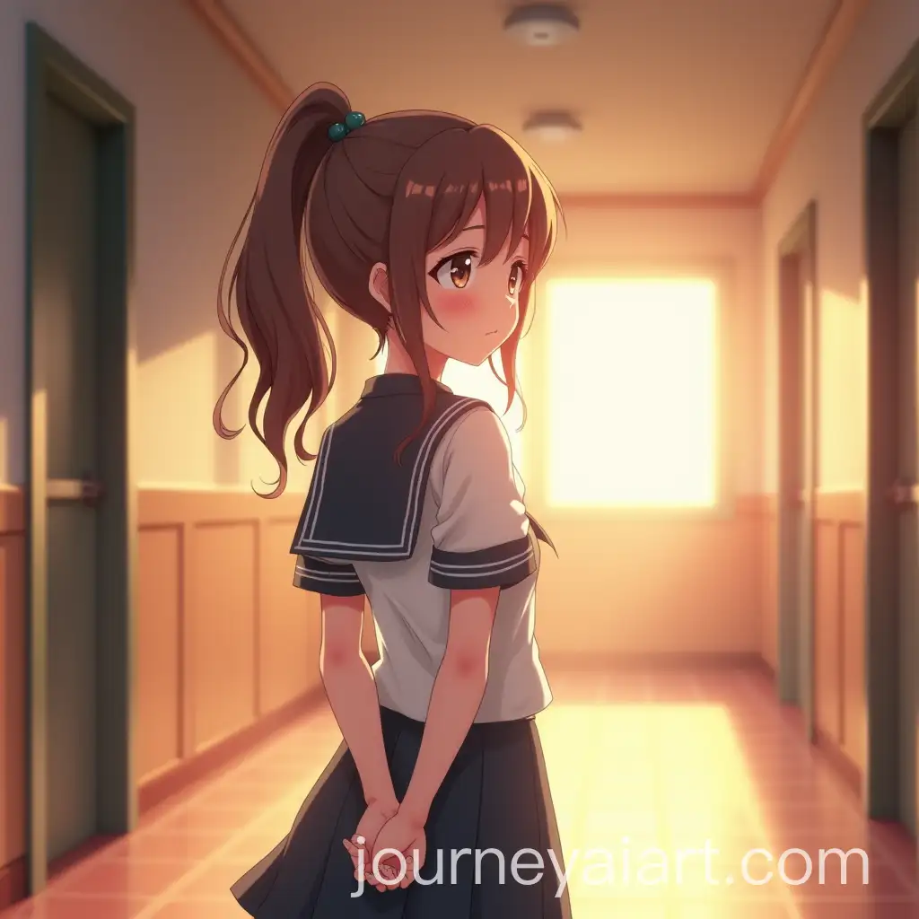 Shy-Anime-SchoolgirlAI-Image-Expansion-Holding-Love-Letter-in-Sunlit-School-Hallway