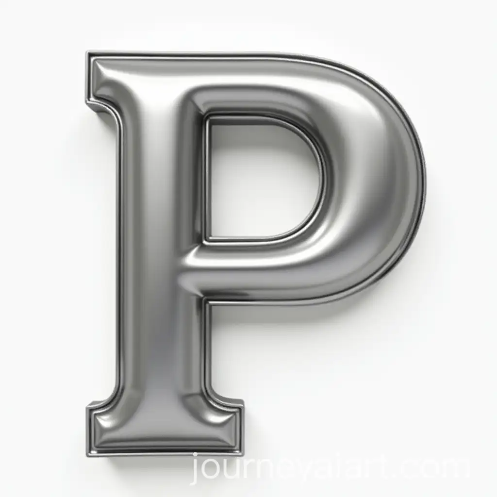 3D-Metallic-Silver-Letter-P-in-Stylized-Design