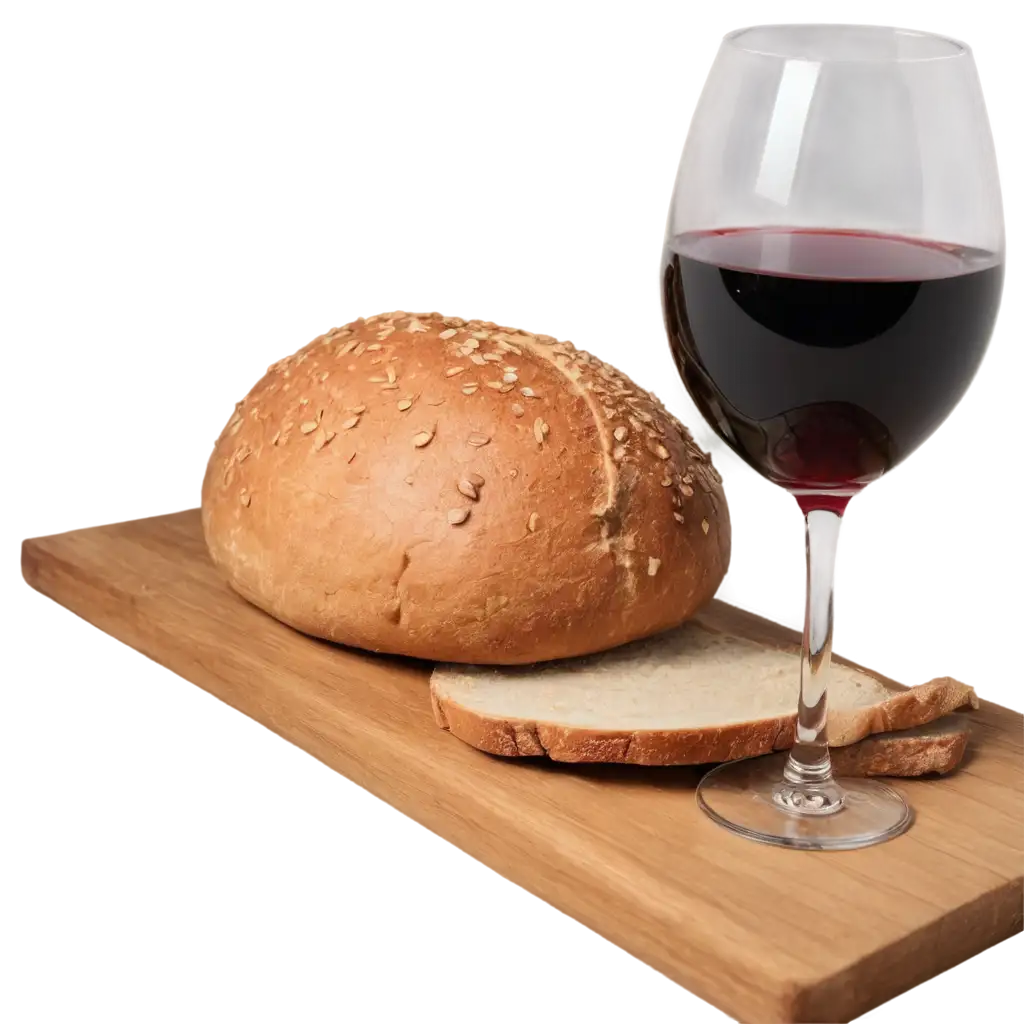 HighQuality-PNG-Image-of-Bread-and-Wine-on-a-Table-Enhance-Visual-Appeal-and-Detail