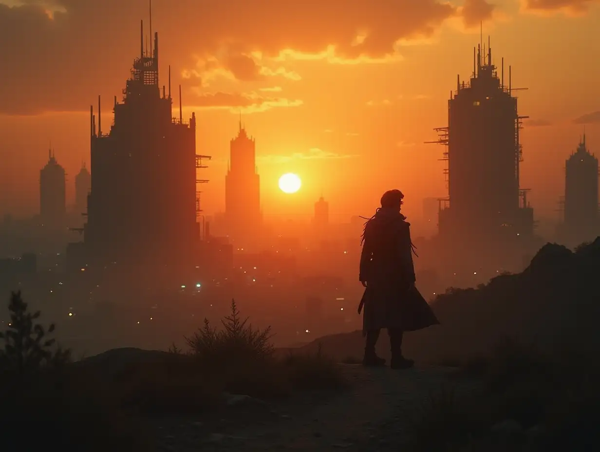 PostApocalyptic-City-at-Sunset-with-Futuristic-Yet-Gloomy-Atmosphere