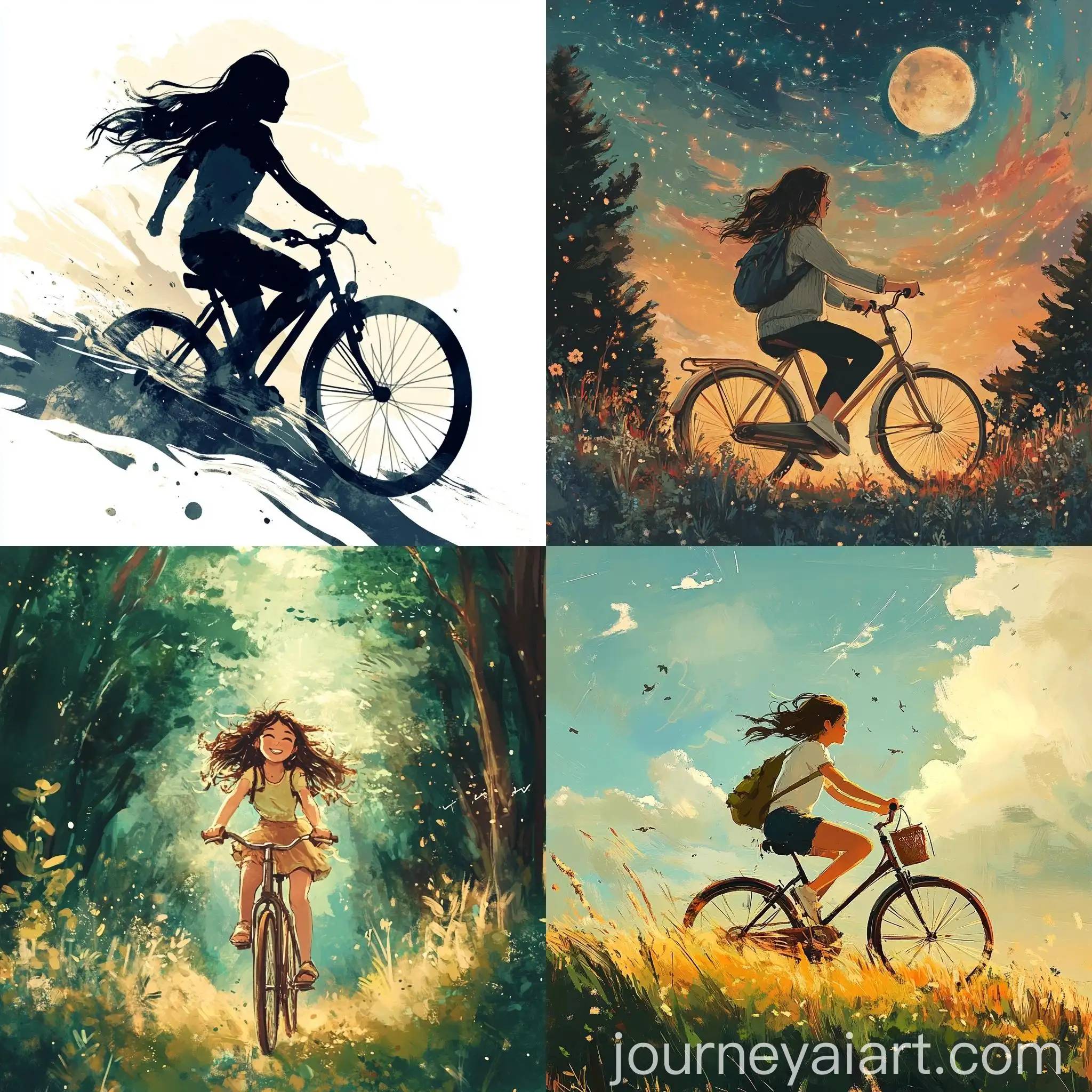 Young-Girl-Riding-Bicycle-in-Urban-Park