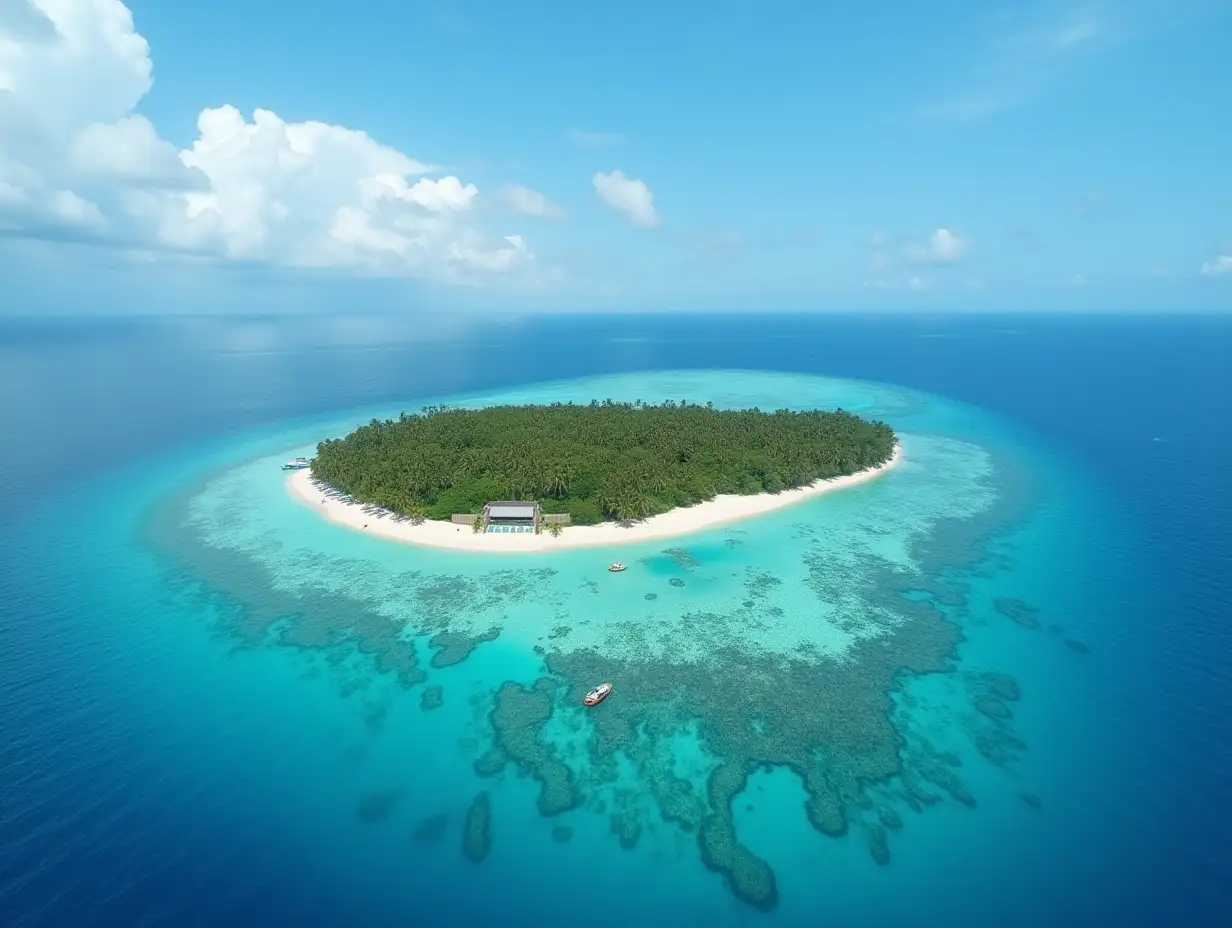 aerial view of a caribbean island