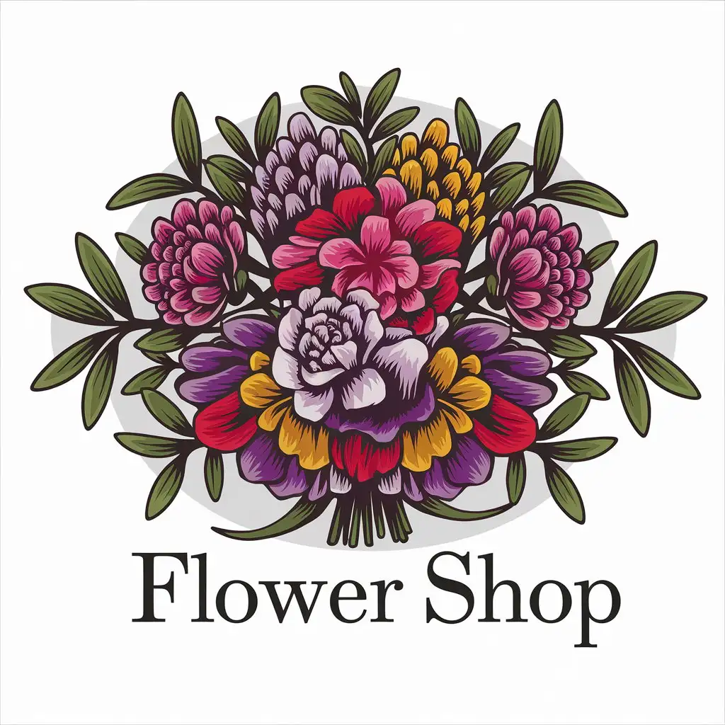 LOGO-Design-For-Flower-Shop-Elegant-Vector-Design-with-Flowers-on-Clear-Background