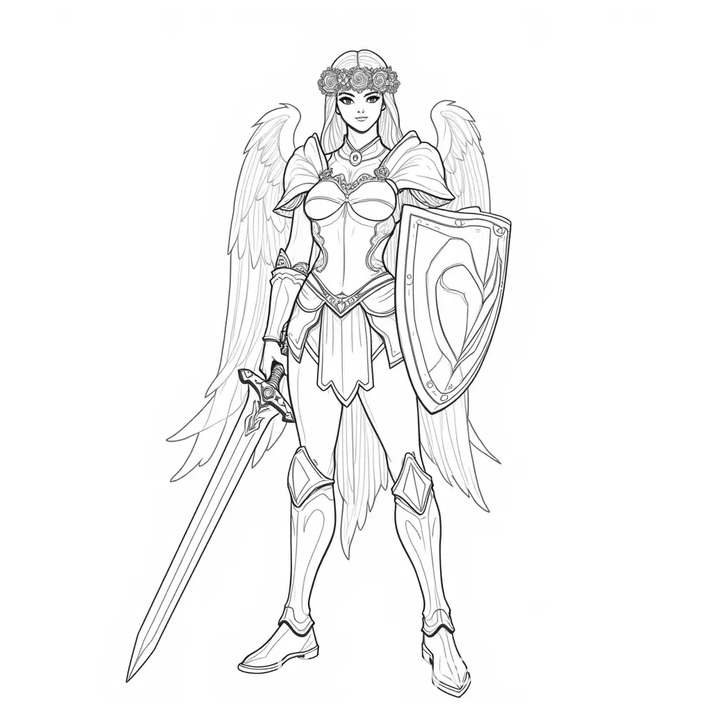 Paladin-Woman-in-Fancy-Armor-with-Wings-and-Rose-Crown