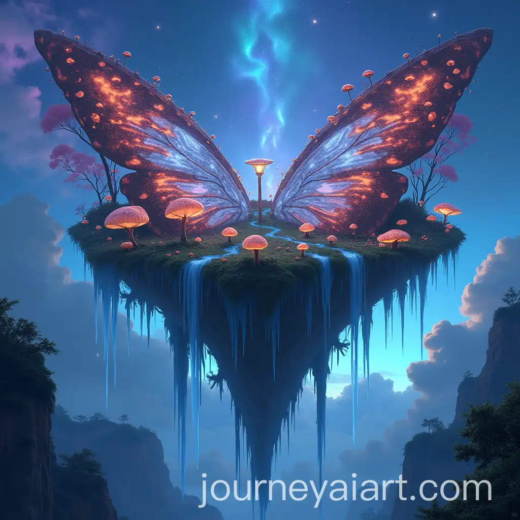 Floating-Butterfly-Island-with-Bioluminescent-Mushrooms-and-Cosmic-Waterfalls