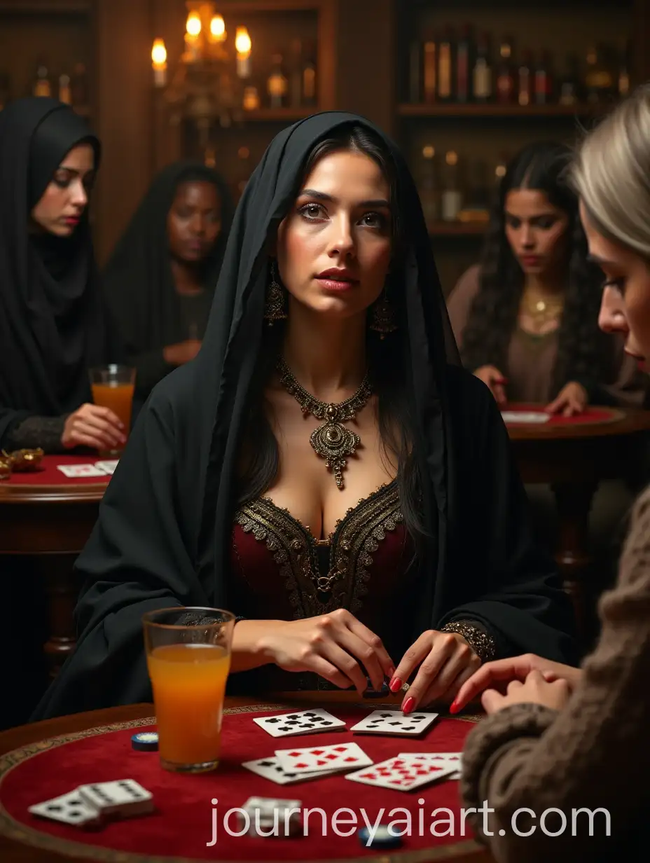 Arabian-MadameAI-Art-Prompt-Expansion-Drinking-Juice-and-Playing-Cards-with-Aristocratic-Companions-in-a-Crowded-Renaissance-Bar