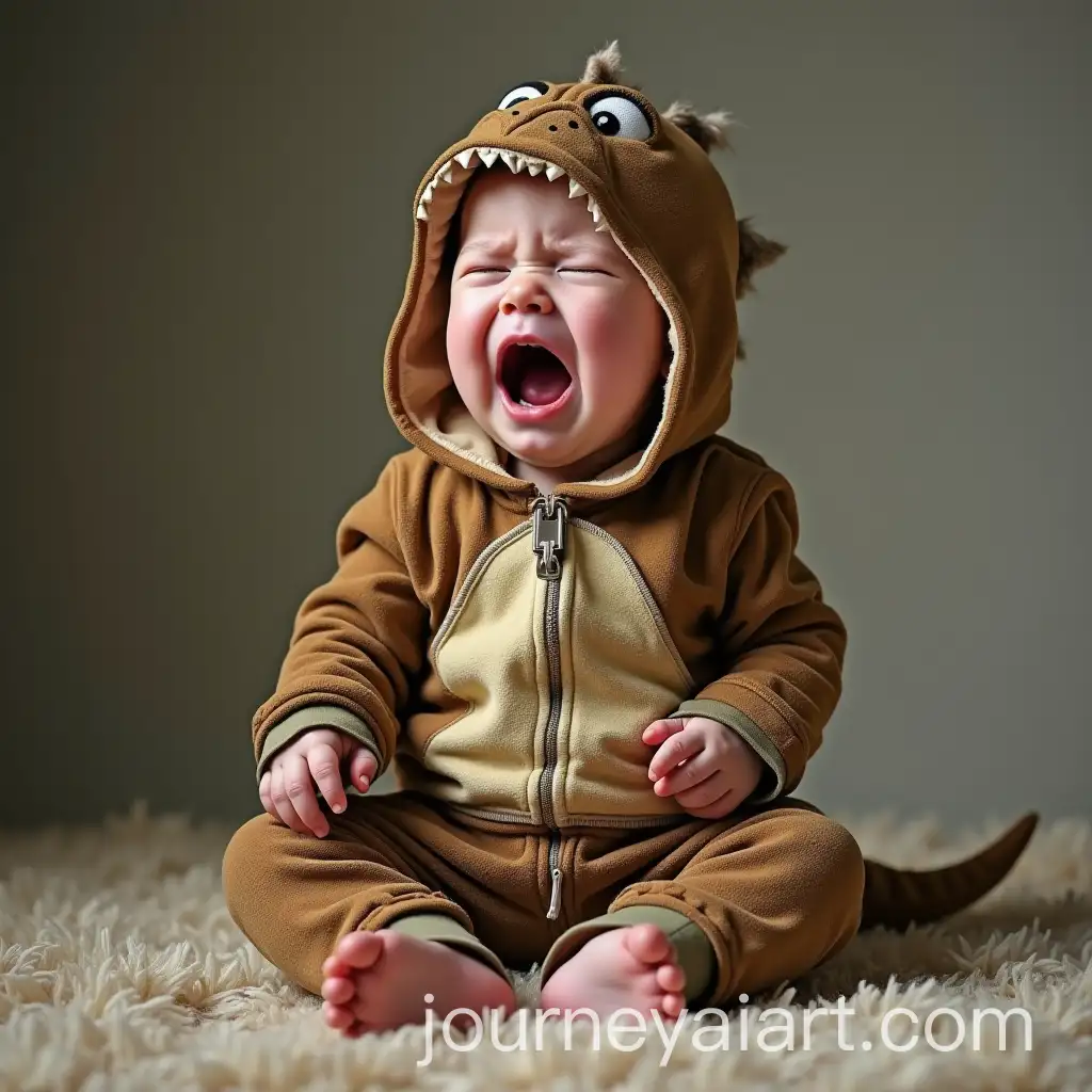 Crying-Baby-in-Dinosaur-Hoodie-with-Full-Body-Visible