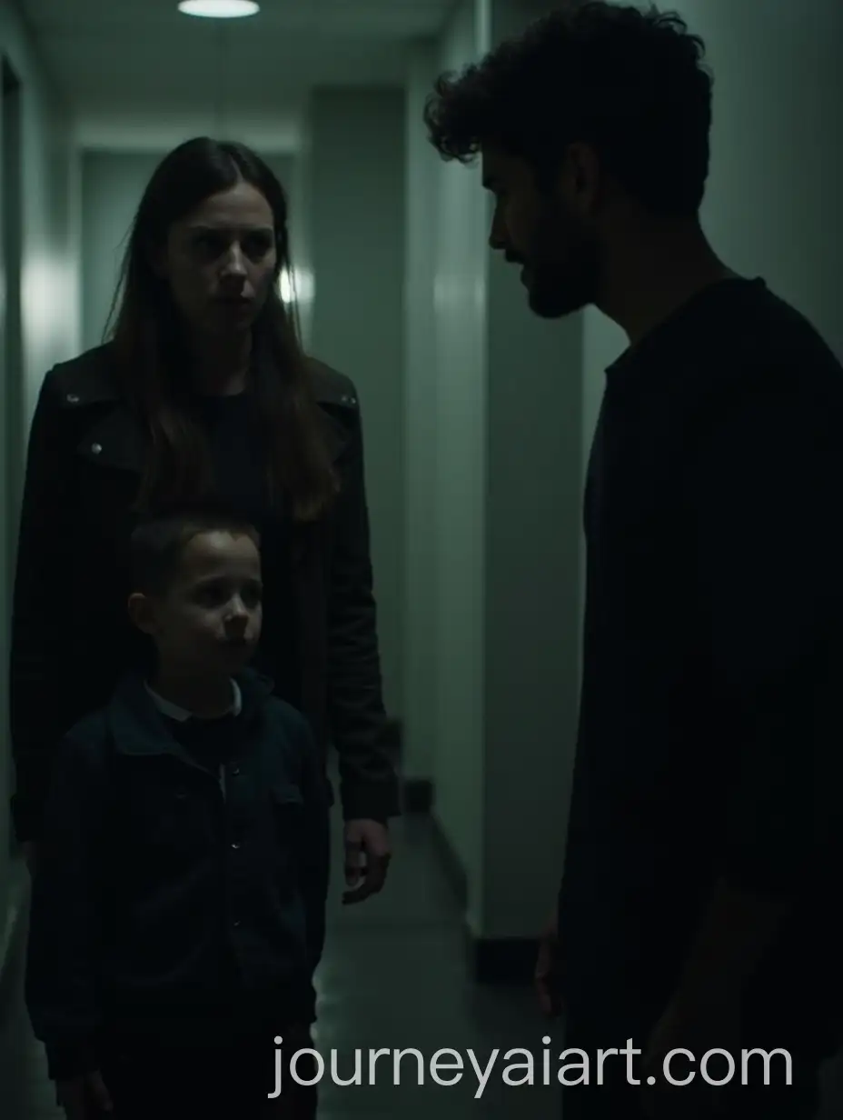 Frightened-Woman-and-Child-Confronting-Aggressive-Man-in-Intense-Scene