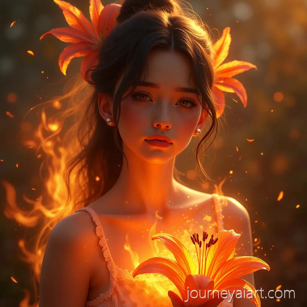 Beautiful-Girl-with-Fire-Lily-Flower-Theme-in-Fantasy-Setting