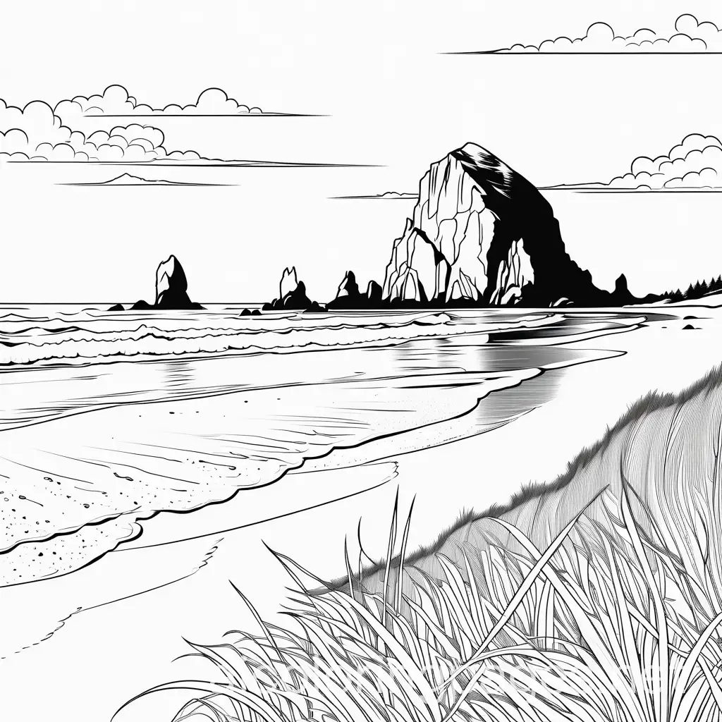 Coloring-Page-of-Haystack-Rock-with-Ample-White-Space