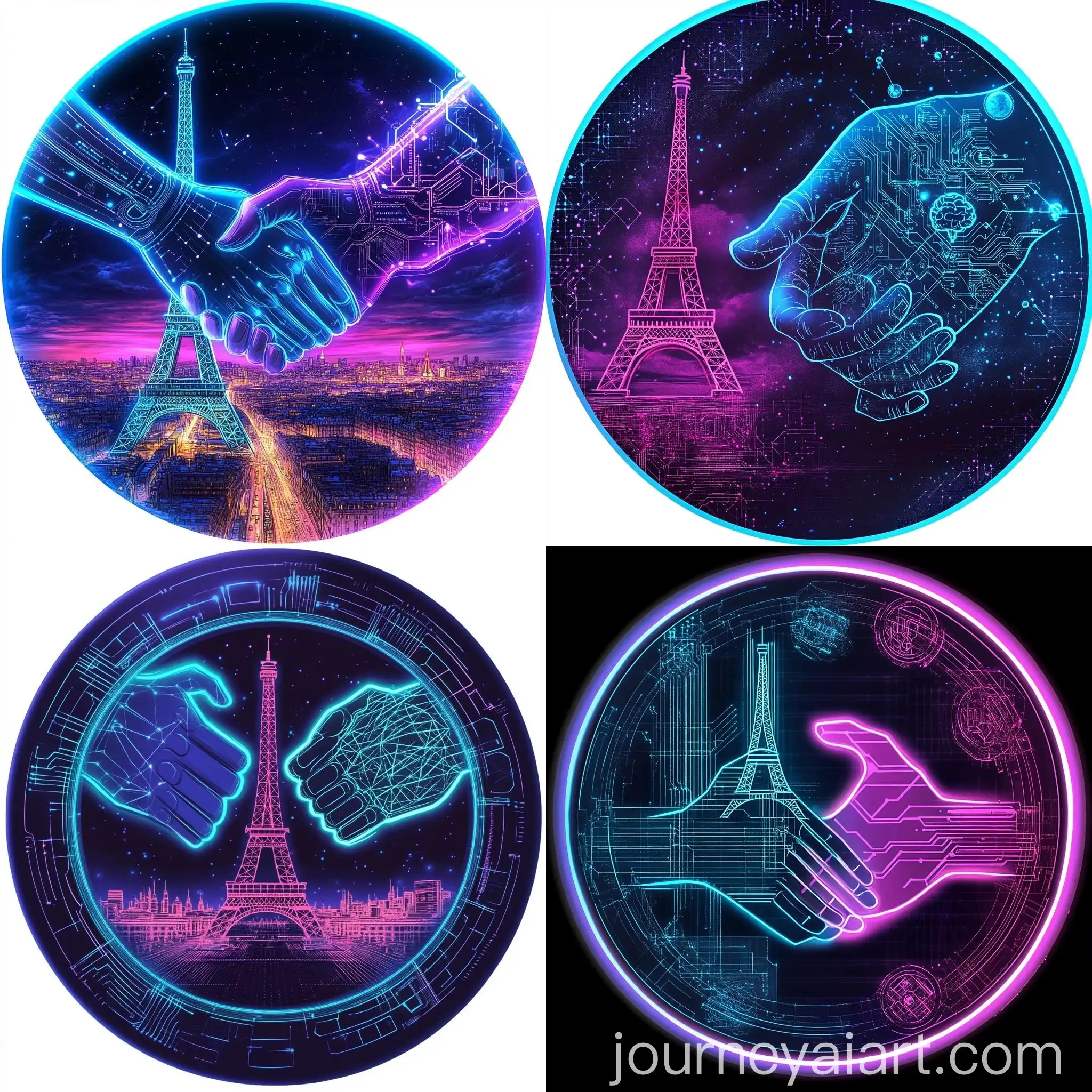 Futuristic-Shield-with-Eiffel-Tower-and-Neural-Networks-in-Blue-and-Neon-Purple