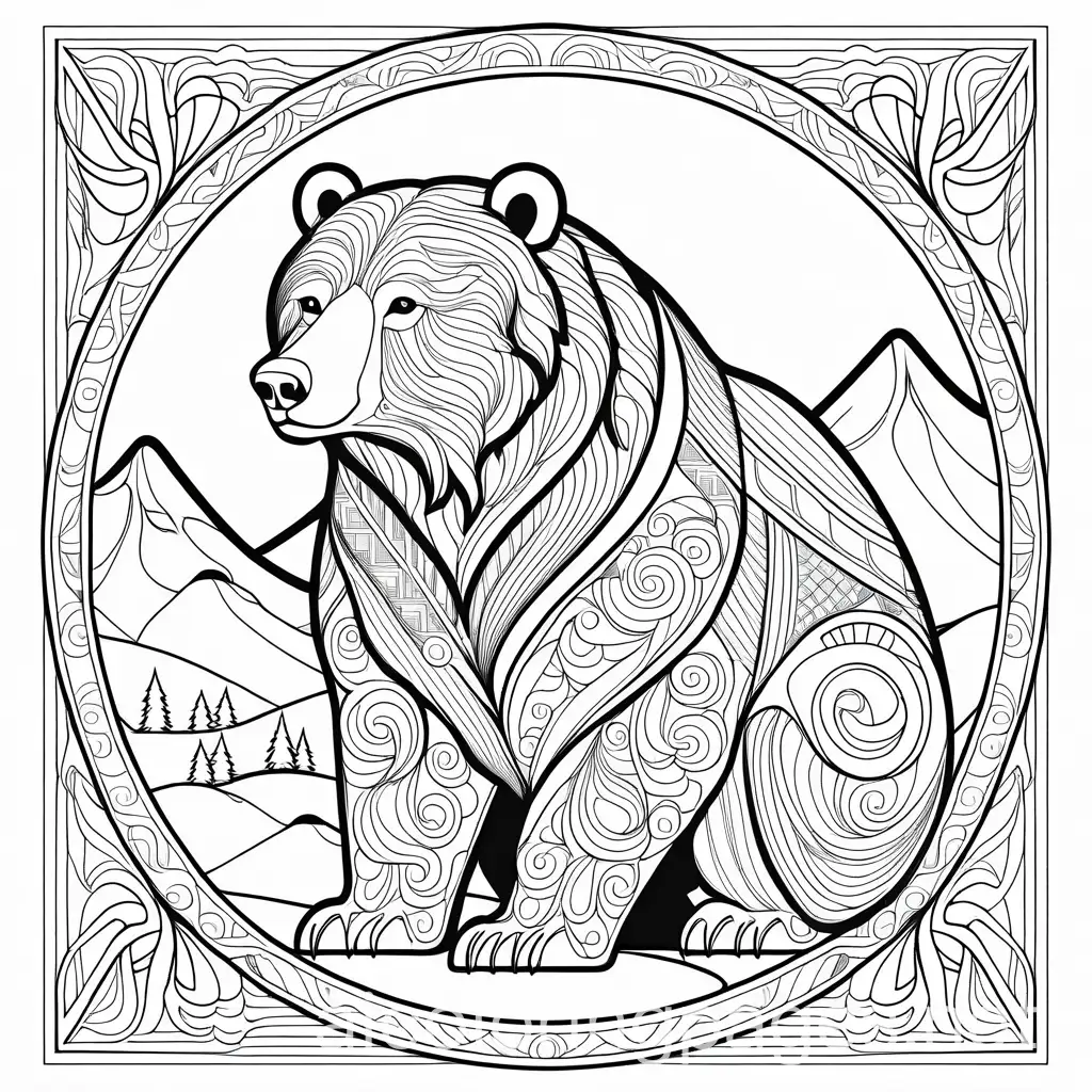 Norse-Bear-Coloring-Page-for-Kids-with-Simple-Line-Art-and-Ample-White-Space