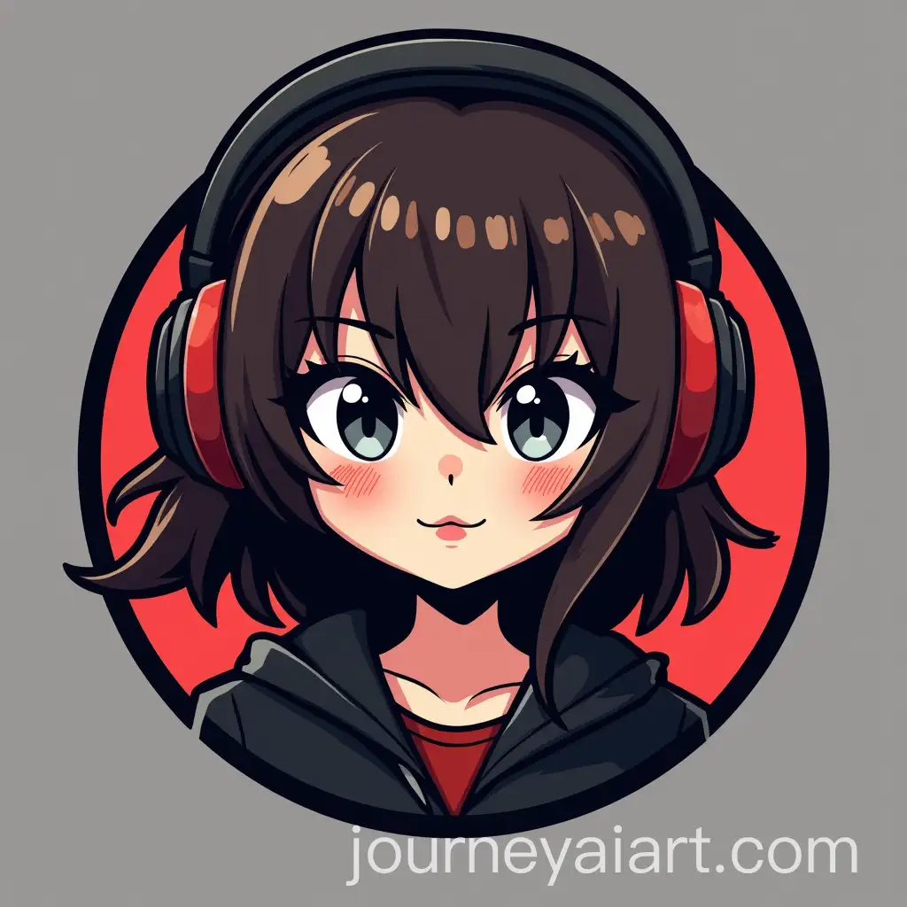 Rocker-Gamer-Woman-with-Headphones-in-Black-and-Red