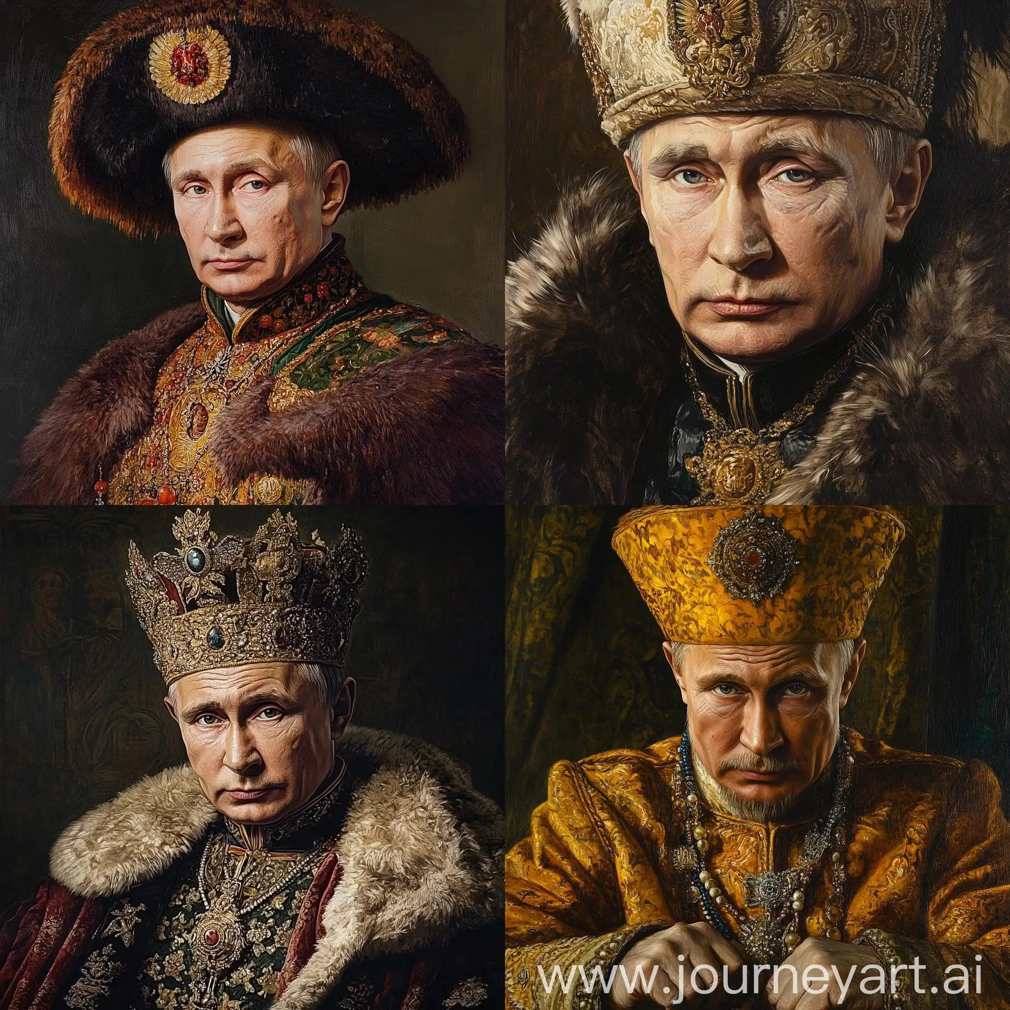 Vladimir-Putin-as-Ivan-the-Terrible-in-17th-Century-Tsar-Attire-with-Monomakh-Hat