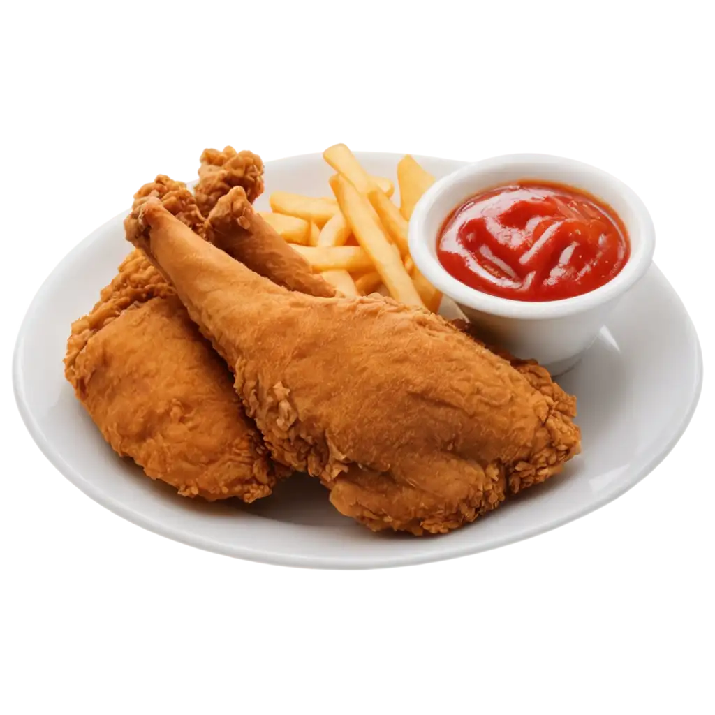 Broaster-Chicken-2-Piece-with-French-Fries-PNG-Image-Delicious-Fast-Food-Photography