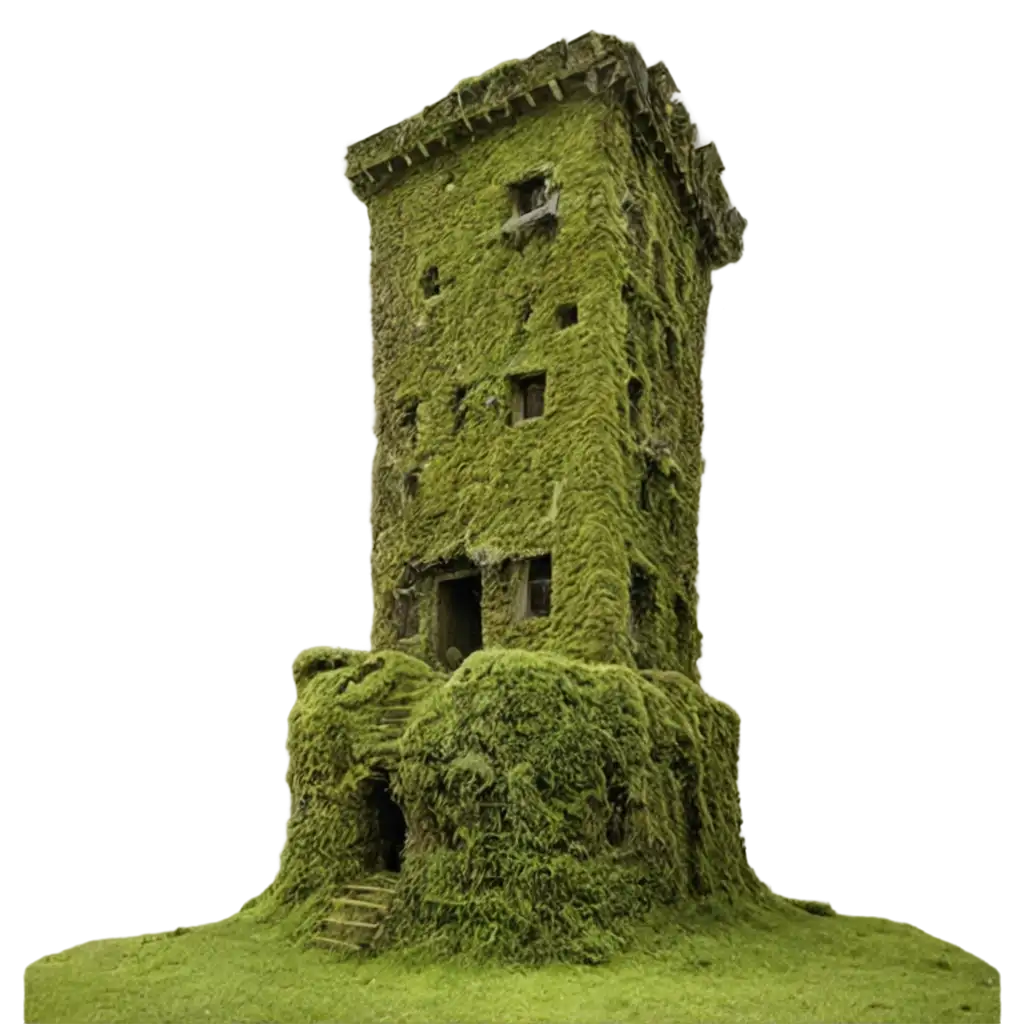 Abandoned-Tower-Covered-in-Moss-PNG-Image-Capturing-the-Serenity-and-Decay