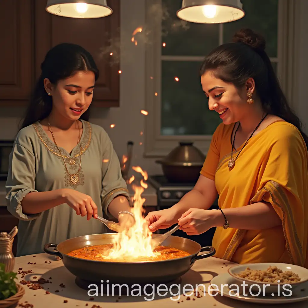 South-Indian-Aunty-Cooking-with-Son-and-Friends-in-Traditional-Kitchen