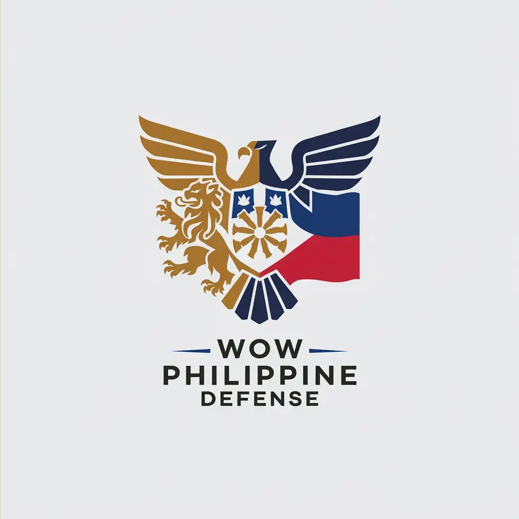 LOGO Design for WOW PHILIPPINE DEFENSE Eagle Lion Philippine Flag with Minimalistic Style for Entertainment Industry