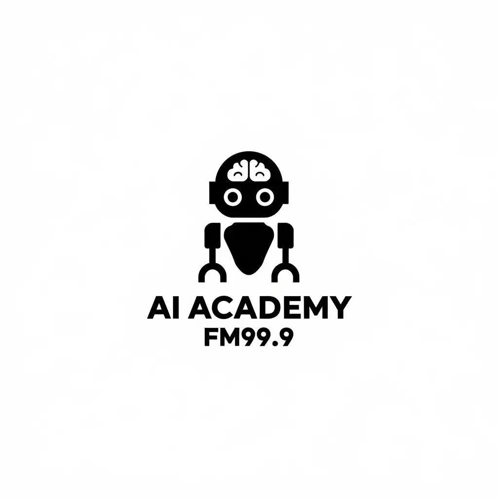 a vector logo design,with the text "AI academy FM99.9", main symbol:AI academy FM99.9,Minimalistic,be used in Technology industry,clear background