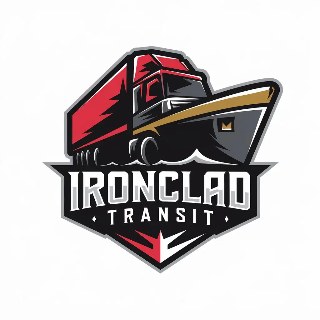 LOGO Design for Ironclad Transit Modern and Sleek Icon Emphasizing Technology and Simplicity in RedBlack or GoldBlack Colors