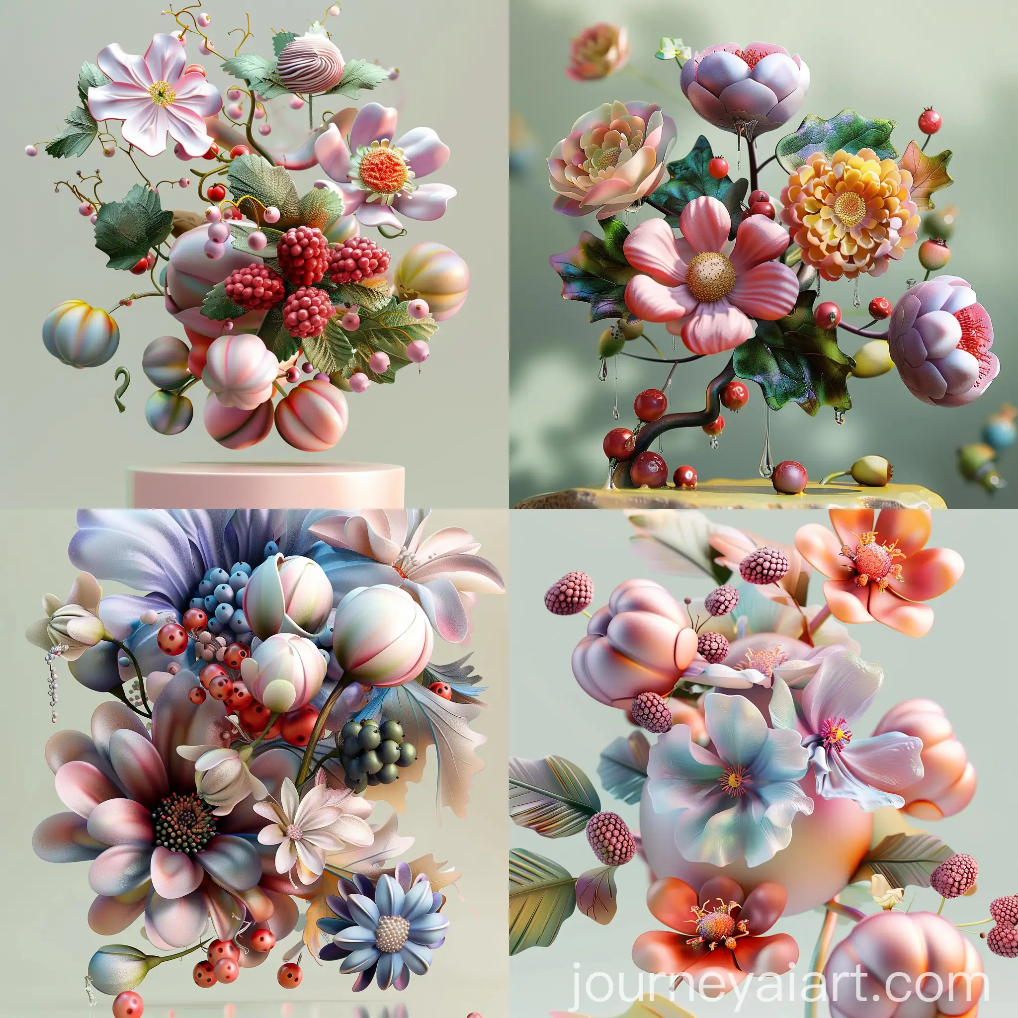 Fantasy-Flowers-and-Berries-in-3D-Art