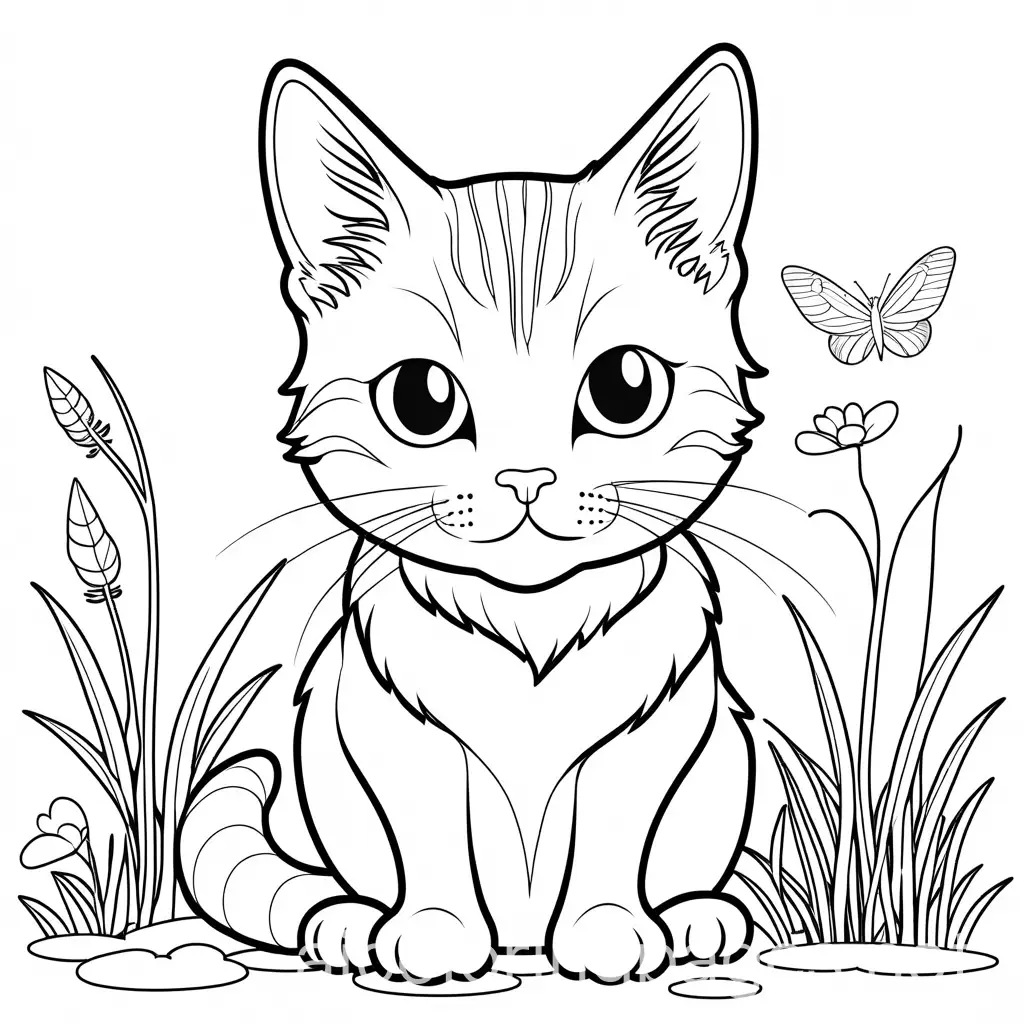 Curious-Tabby-Cat-Observing-Grasshopper-Coloring-Page