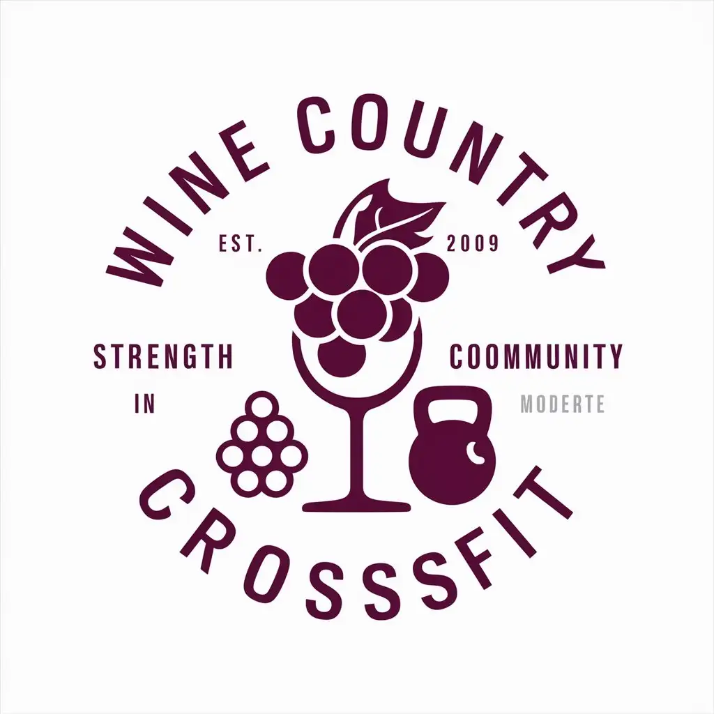 LOGO Design for Wine Country Crossfit Strength in Community with Wine Grapes and Kettlebell