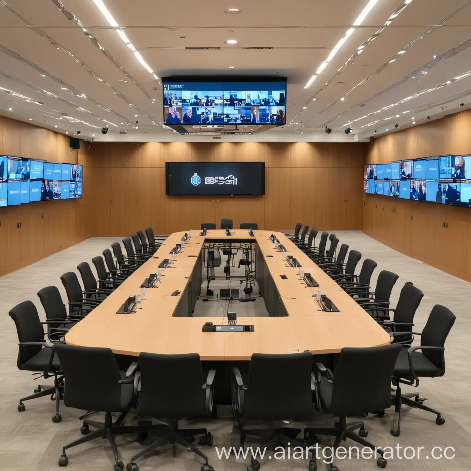 Corporate-Negotiation-Room-with-Bosch-Microphones-and-Video-Wall