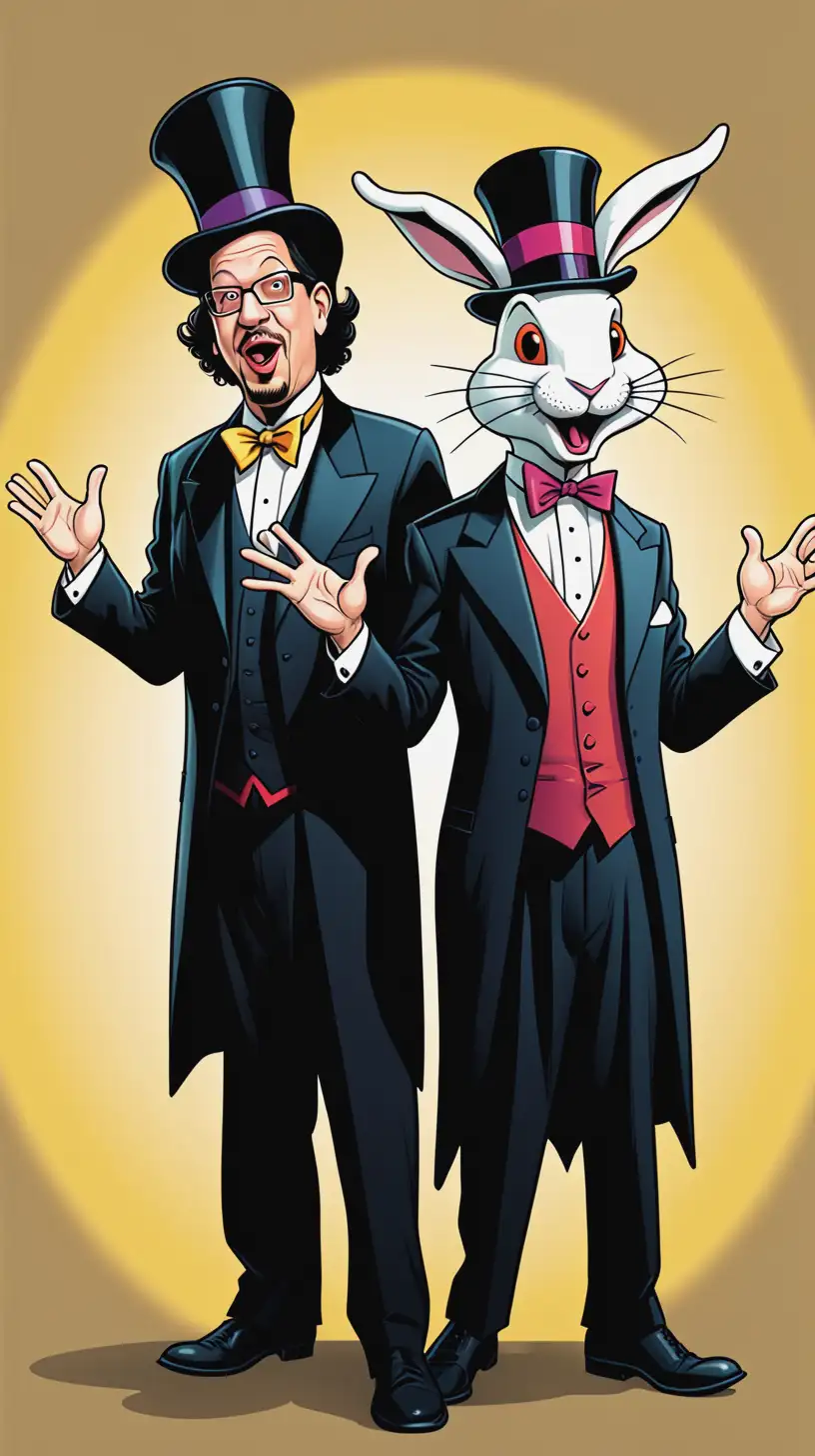 Silly Magicians Penn Jillette and Joseph Teller with Levitating Rabbit