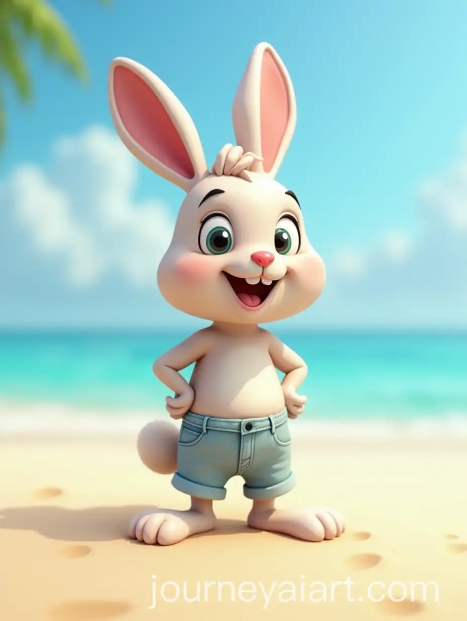 Animated-Rabbit-on-the-BeachAI-Image-Prompt-Expansion-Wearing-Summer-Shorts-and-Smiling
