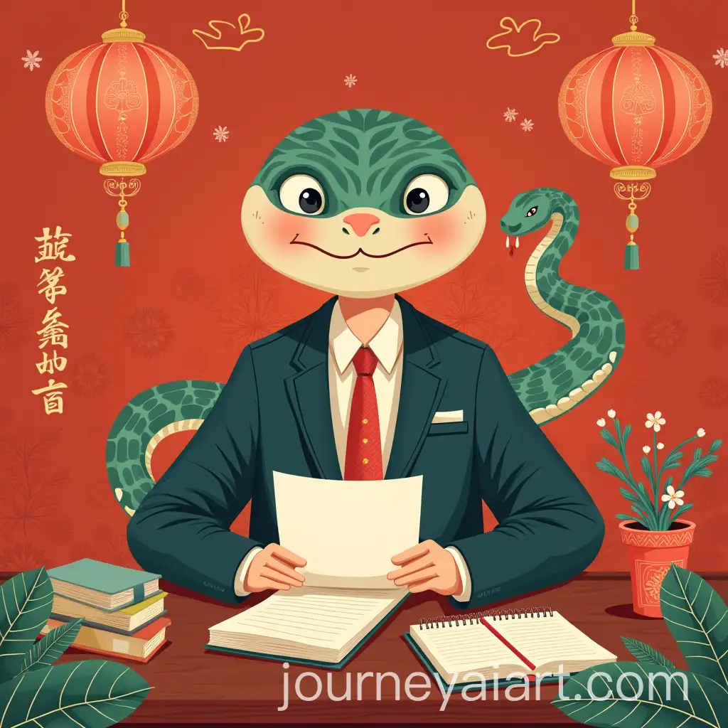 New-Years-Postcard-Featuring-a-Snake-as-a-Lawyer-in-a-School-Setting