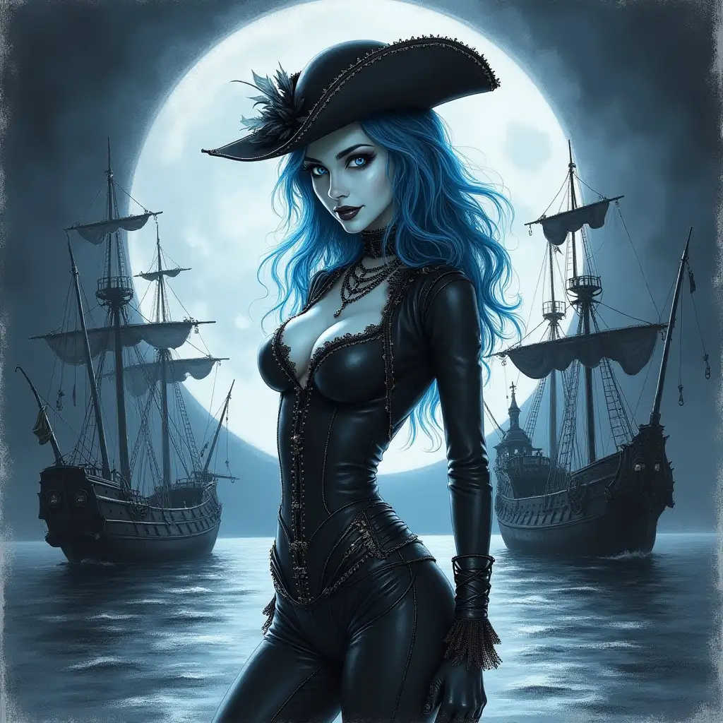Tim-BurtonInspired-Pirate-Woman-in-Eerie-Moonlit-Setting