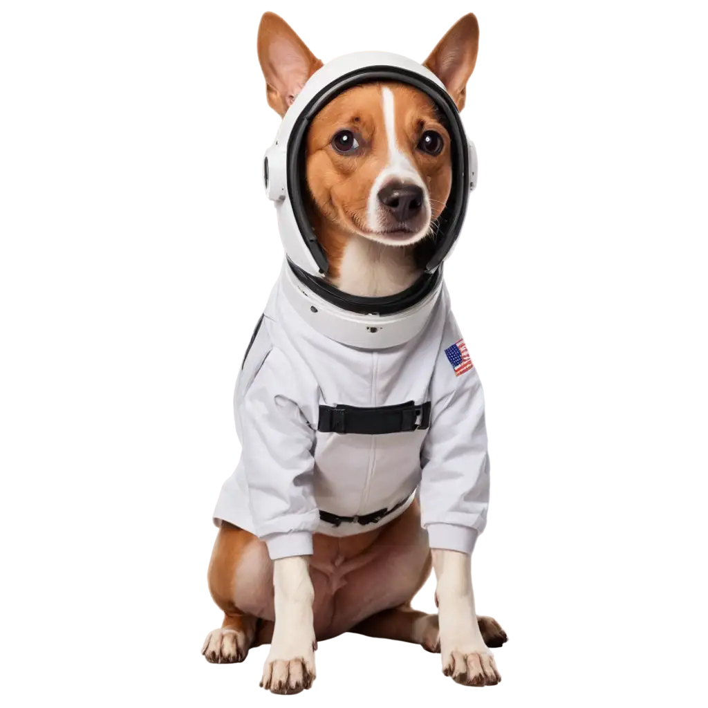 A dog with an astronaut suit