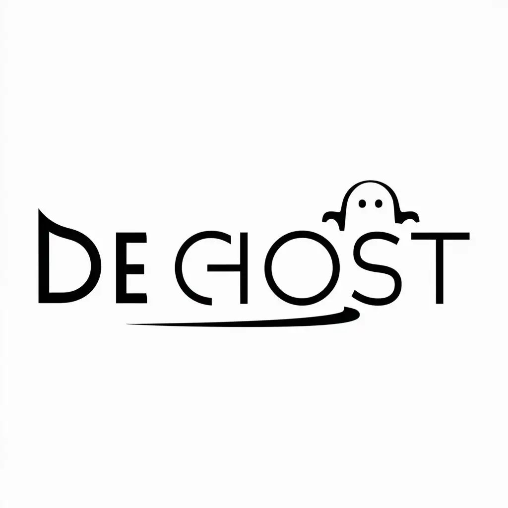 a logo design,with the text "de Ghost", main symbol:Ghost,Minimalistic,be used in Others industry,clear background