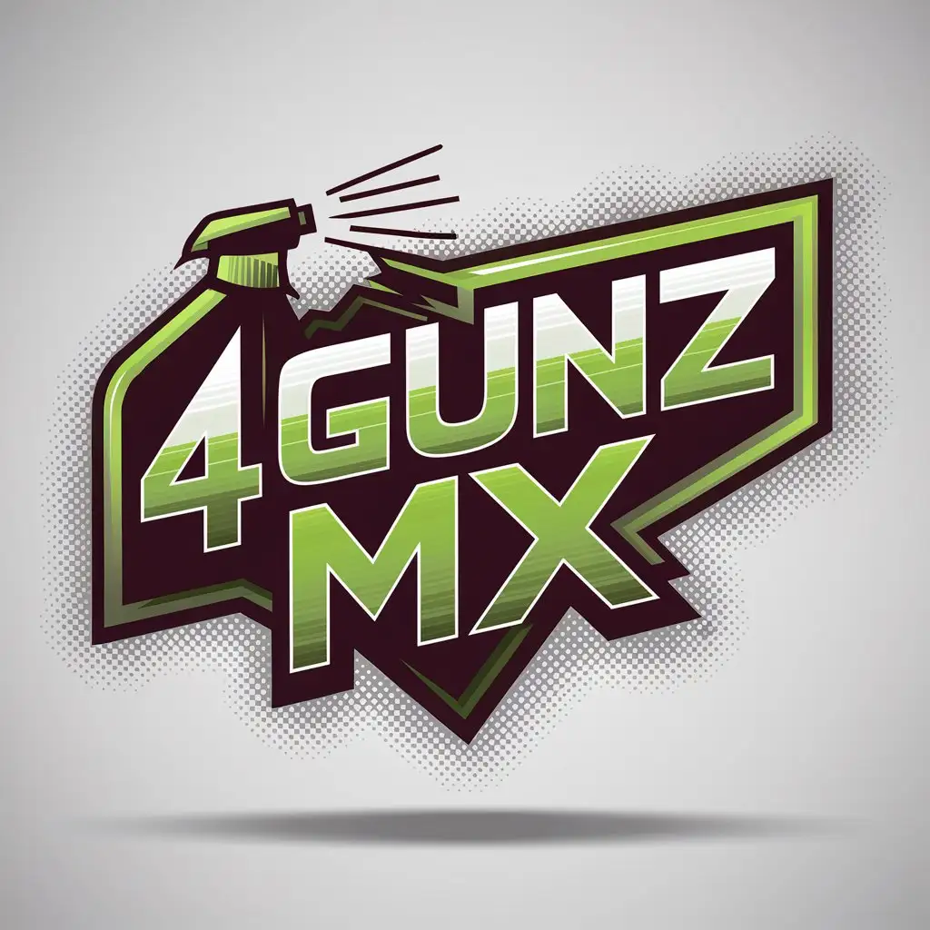 LOGO Design for 4GUNZMX Bold Green Gradient Text with Spray Bottle Symbol for Sports Fitness Industry