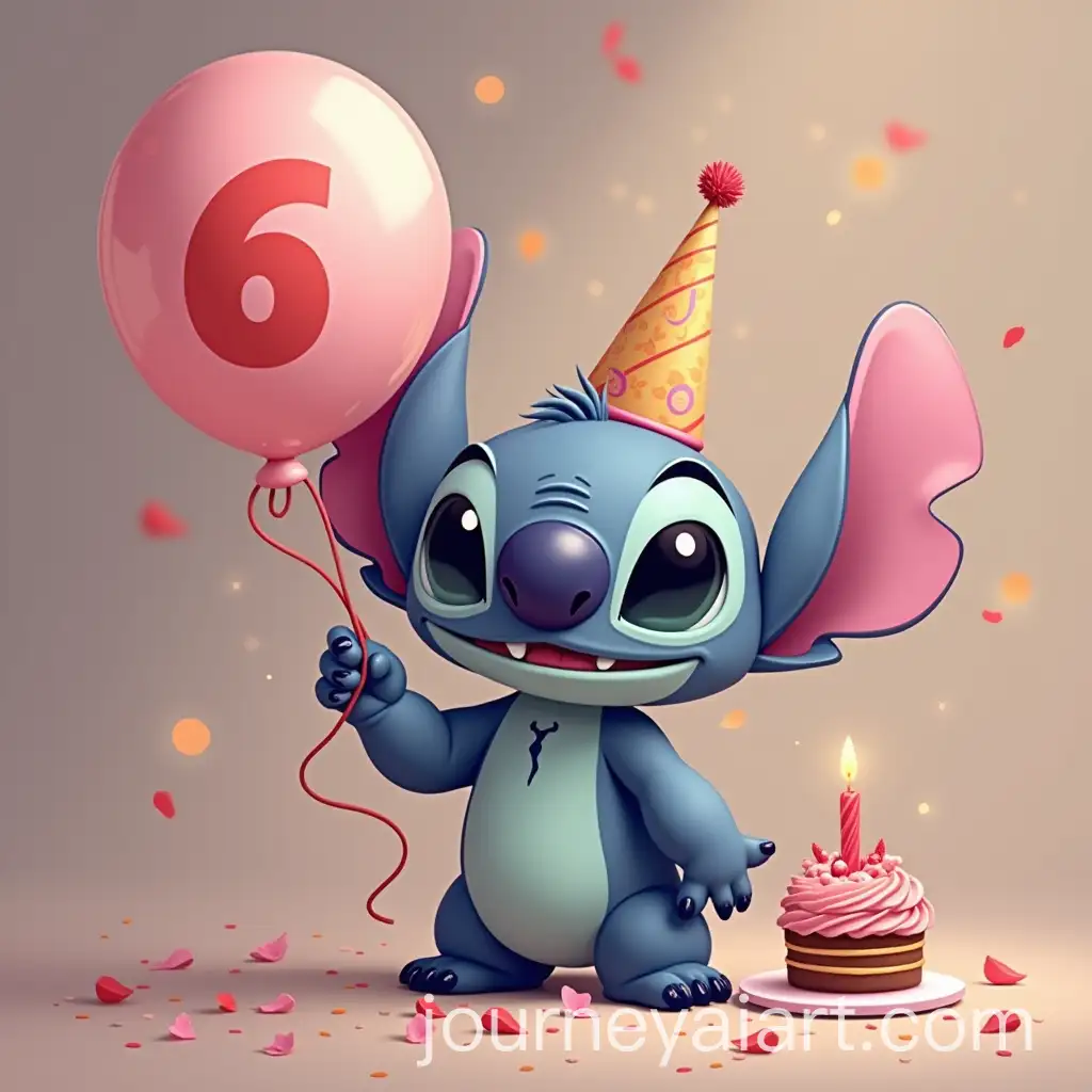 6th-Birthday-Celebration-with-Stitch-Holding-Balloon-and-Cake-for-Lara-Bear