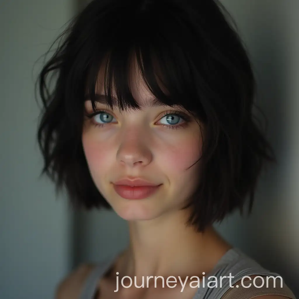 Portrait-of-a-Young-Woman-with-Short-Black-Hair-and-Blue-Eyes