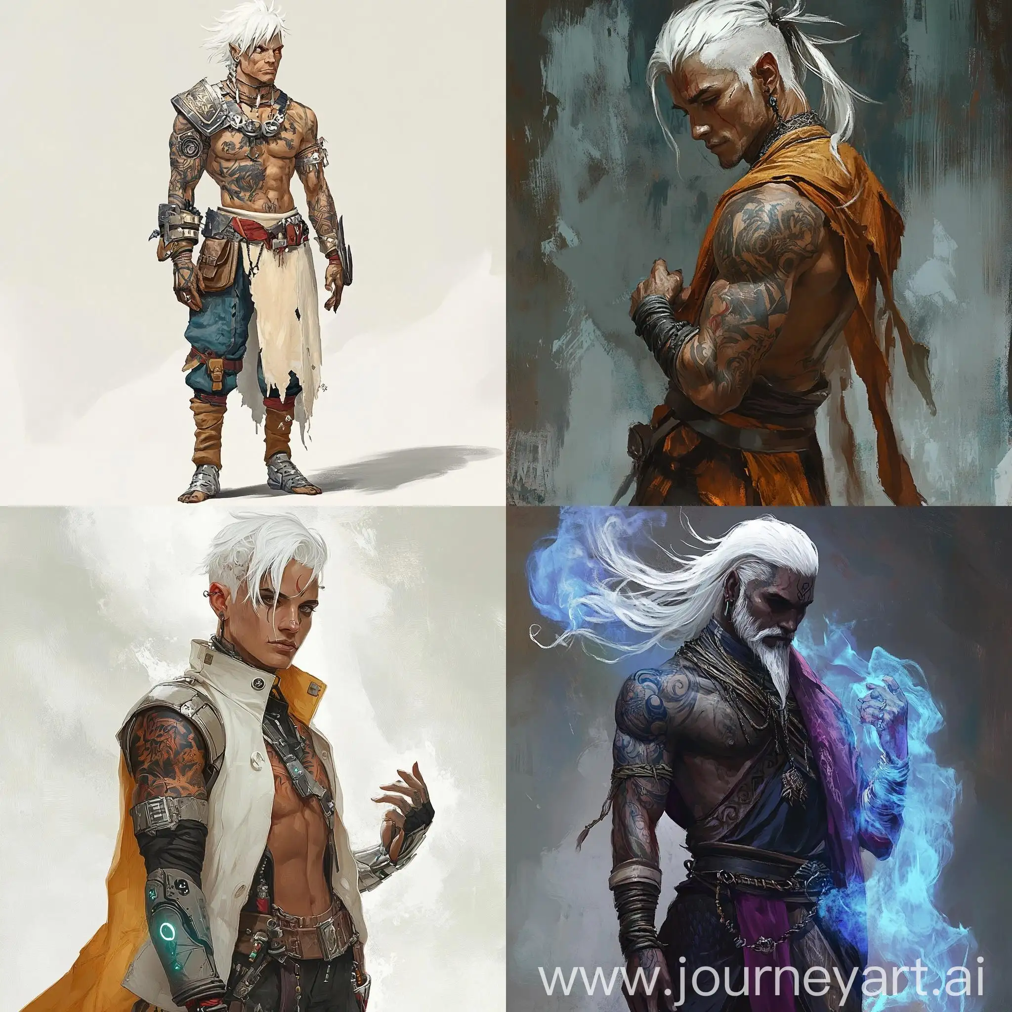 Fantasy-Inventor-with-Tattooed-Arm-and-White-Hair