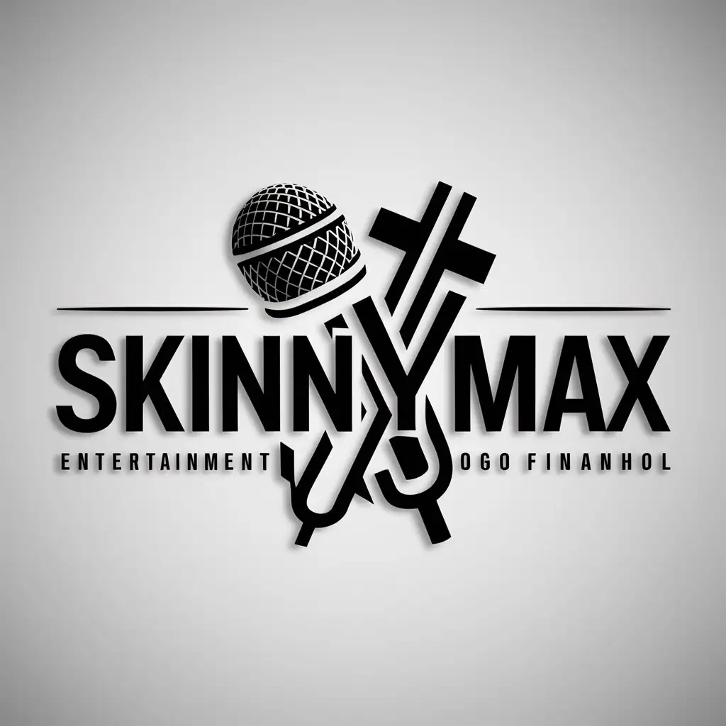 a logo design,with the text "Skinnymax", main symbol:microphone and money,complex,be used in Entertainment industry,clear background