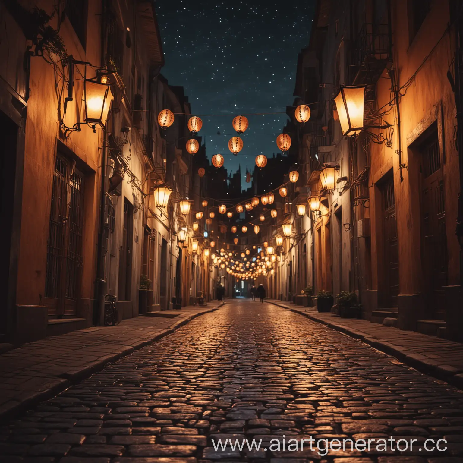 Vibrant-Night-City-Street-Lit-by-Lanterns