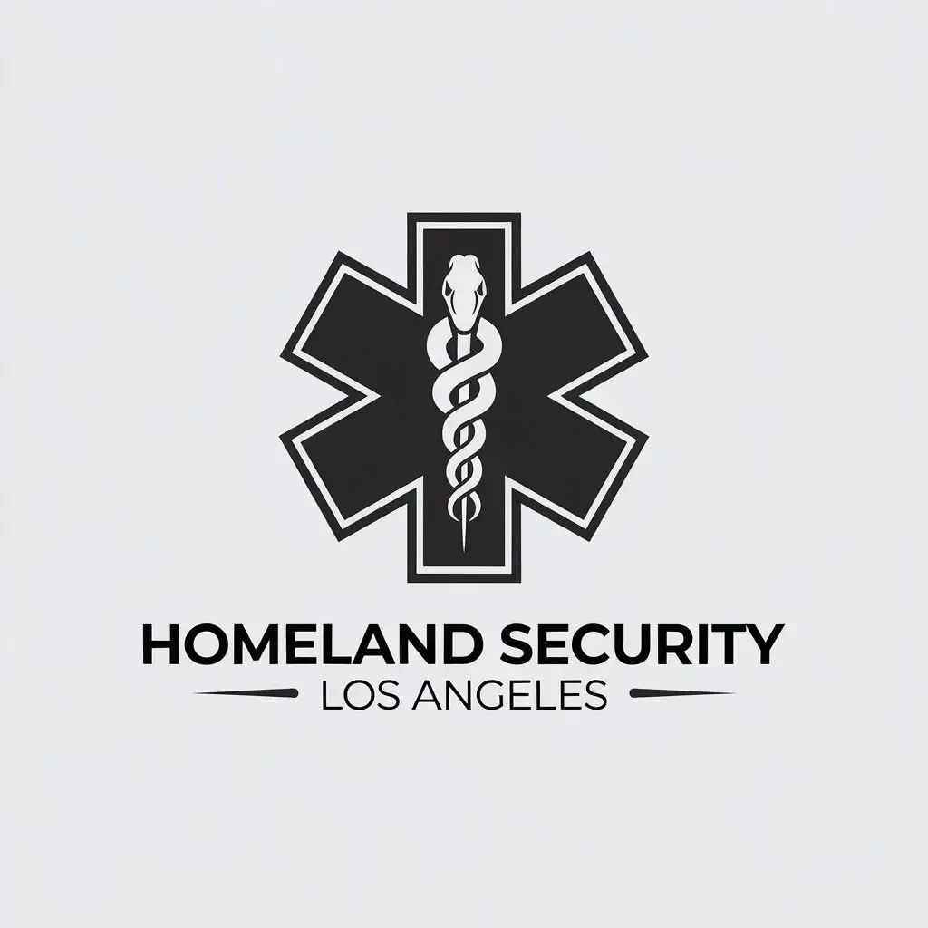 LOGO Design for Homeland Security Los Angeles Minimalistic Vector with Star of Life Symbol