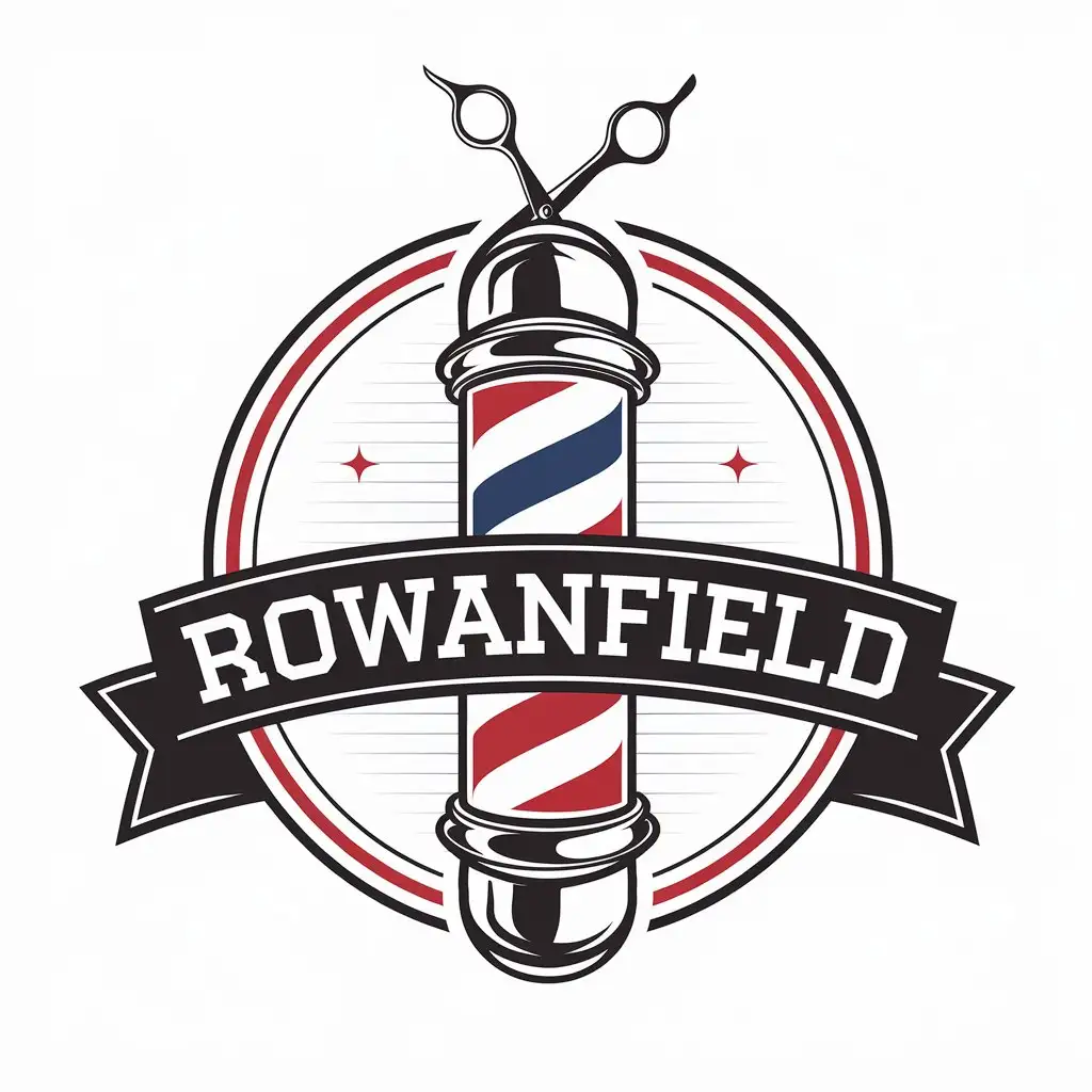 LOGO Design for Rowanfield Vector Barber Theme with Modern and Clear Background