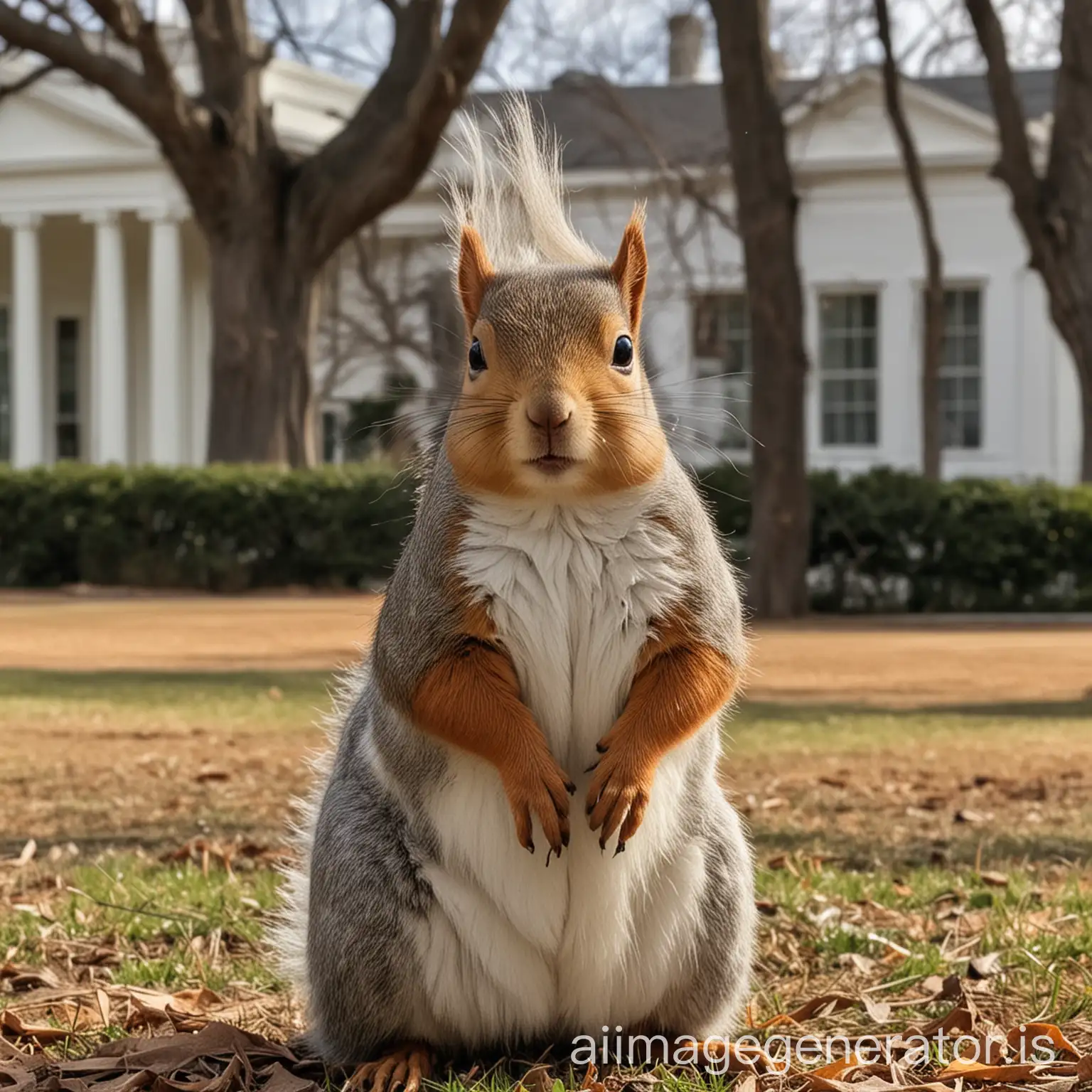 Realistic-Squirrel-with-Donald-Trumplike-Hair-in-Front-of-the-White-House