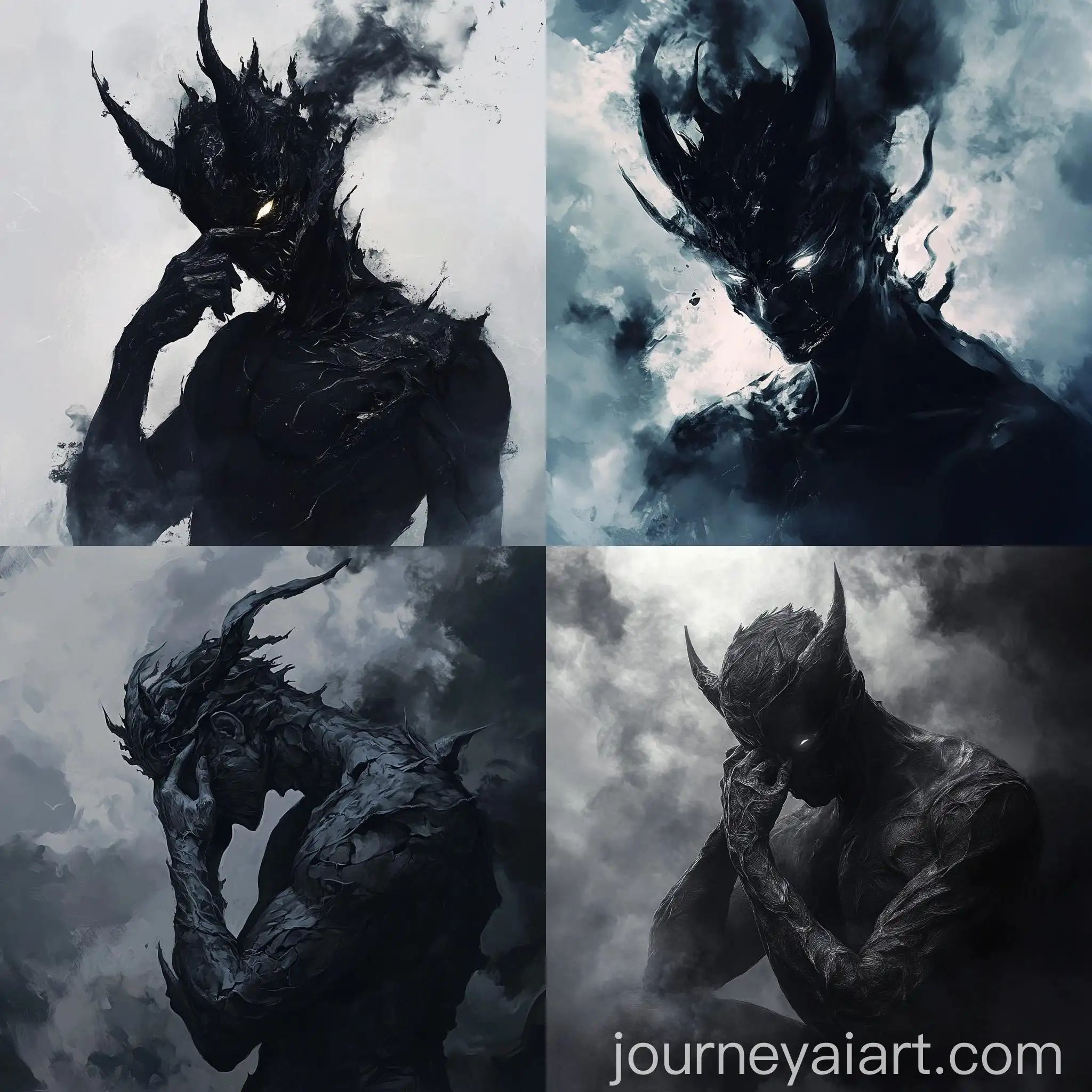 Defeated-Nightmare-Monster-Holding-Broken-Face-in-Oppressive-Atmosphere