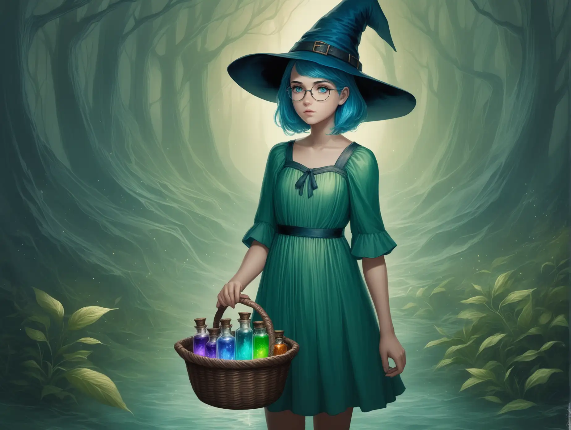 Pensive-Witch-Girl-with-Elixirs-and-Blue-Hair-in-a-Pastel-Fantasy-Setting