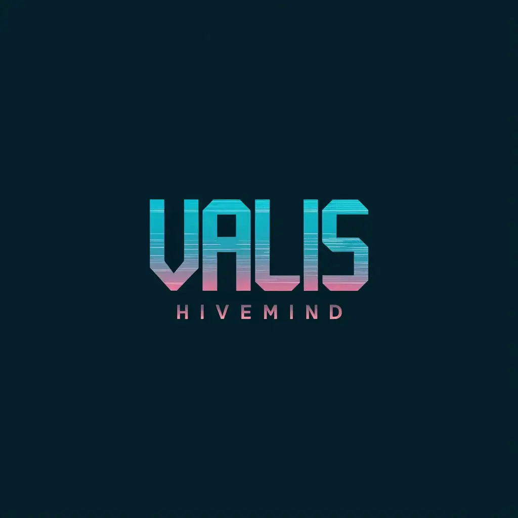 LOGO Design for VALIS hivemind SciFi Minimalist Text with Gradient and Tech Aesthetic